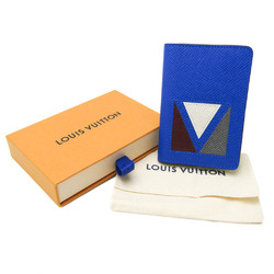 Louis Vuitton Taiga V Line Pocket Organizer M30790 Taiga Leather Card Case Blue