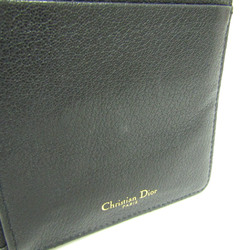 Christian Dior Saddle Cosmos Zip Card Holder Women's Leather Card Wallet Black