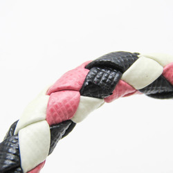 Prada Braiding Leather,Metal Charm Bracelet Black,Pink,White