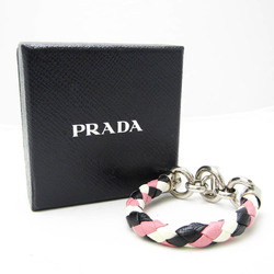 Prada Braiding Leather,Metal Charm Bracelet Black,Pink,White