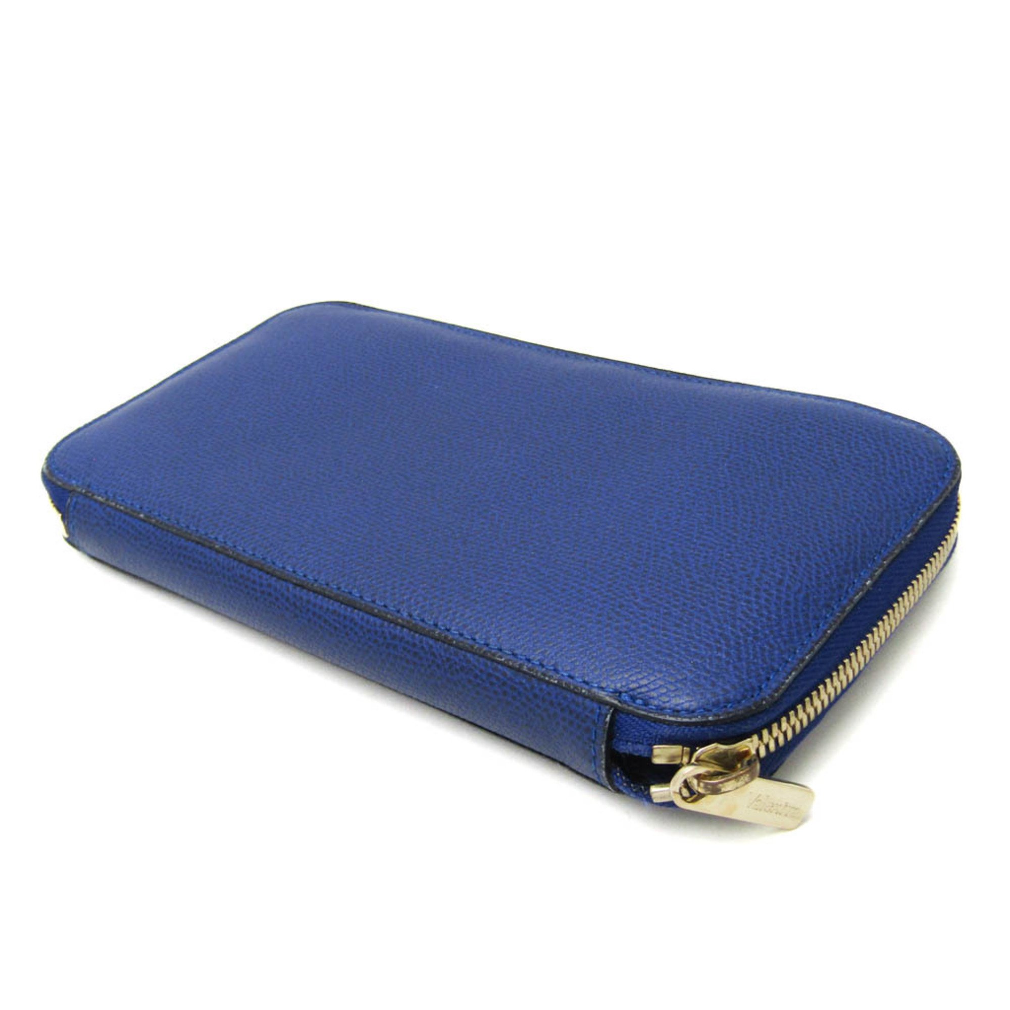 Valextra V9L06 Women's  Calfskin Long Wallet (bi-fold) Royal Blue