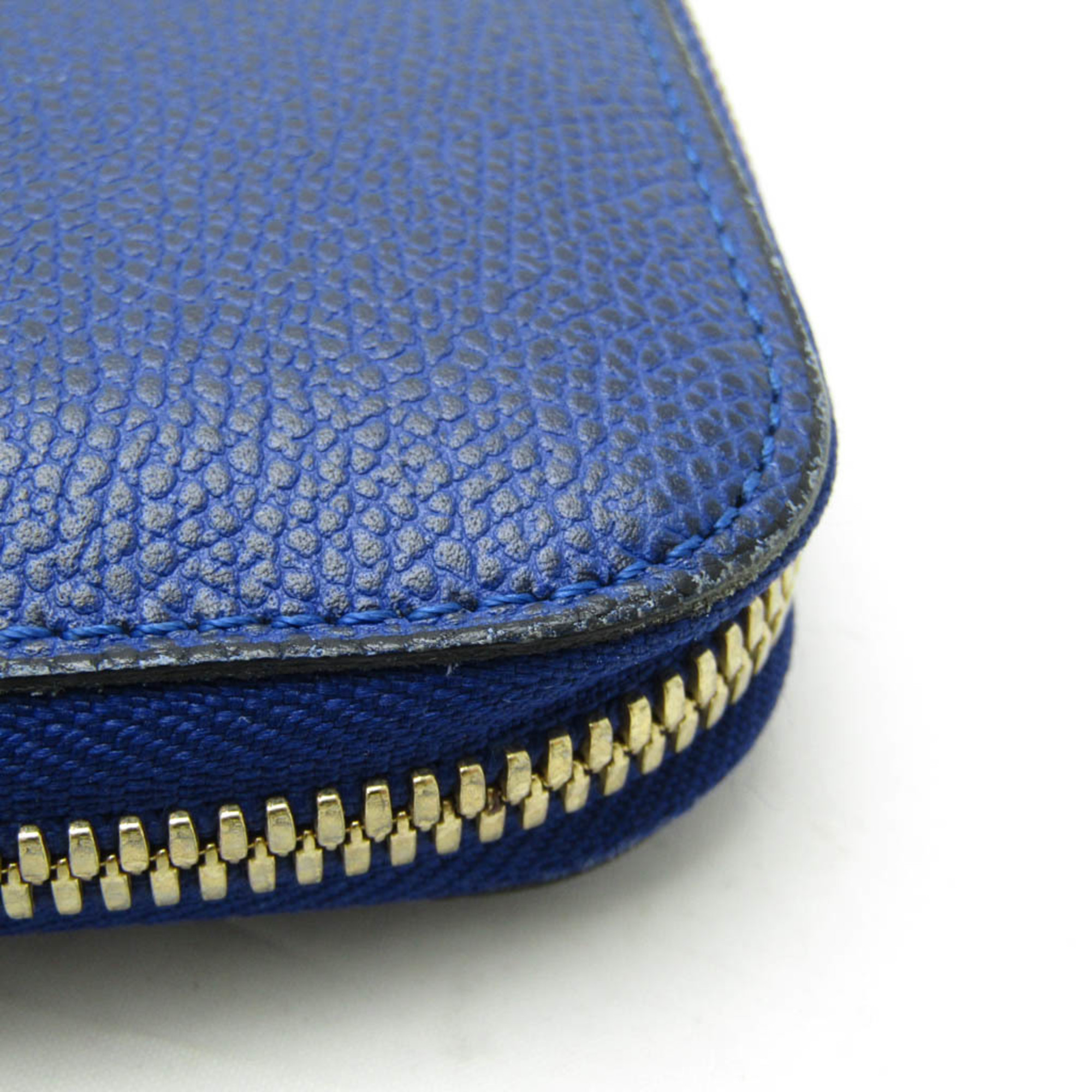 Valextra V9L06 Women's  Calfskin Long Wallet (bi-fold) Royal Blue