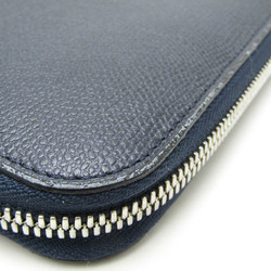 Valextra Round Zip Men's Leather Long Wallet (bi-fold) Dark Navy