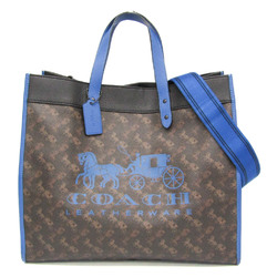 Coach Signature Field Tote 40 With Horse And Carriage Print C8446 Men,Women Leather,PVC Handbag,Shoulder Bag Black,Blue,Dark Brown