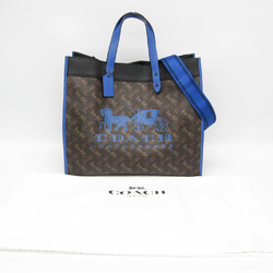 Coach Signature Field Tote 40 With Horse And Carriage Print C8446 Men,Women Leather,PVC Handbag,Shoulder Bag Black,Blue,Dark Brown