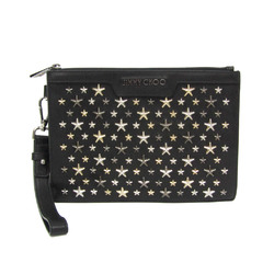 Jimmy Choo DEREK Men's Leather Studded Clutch Bag Black