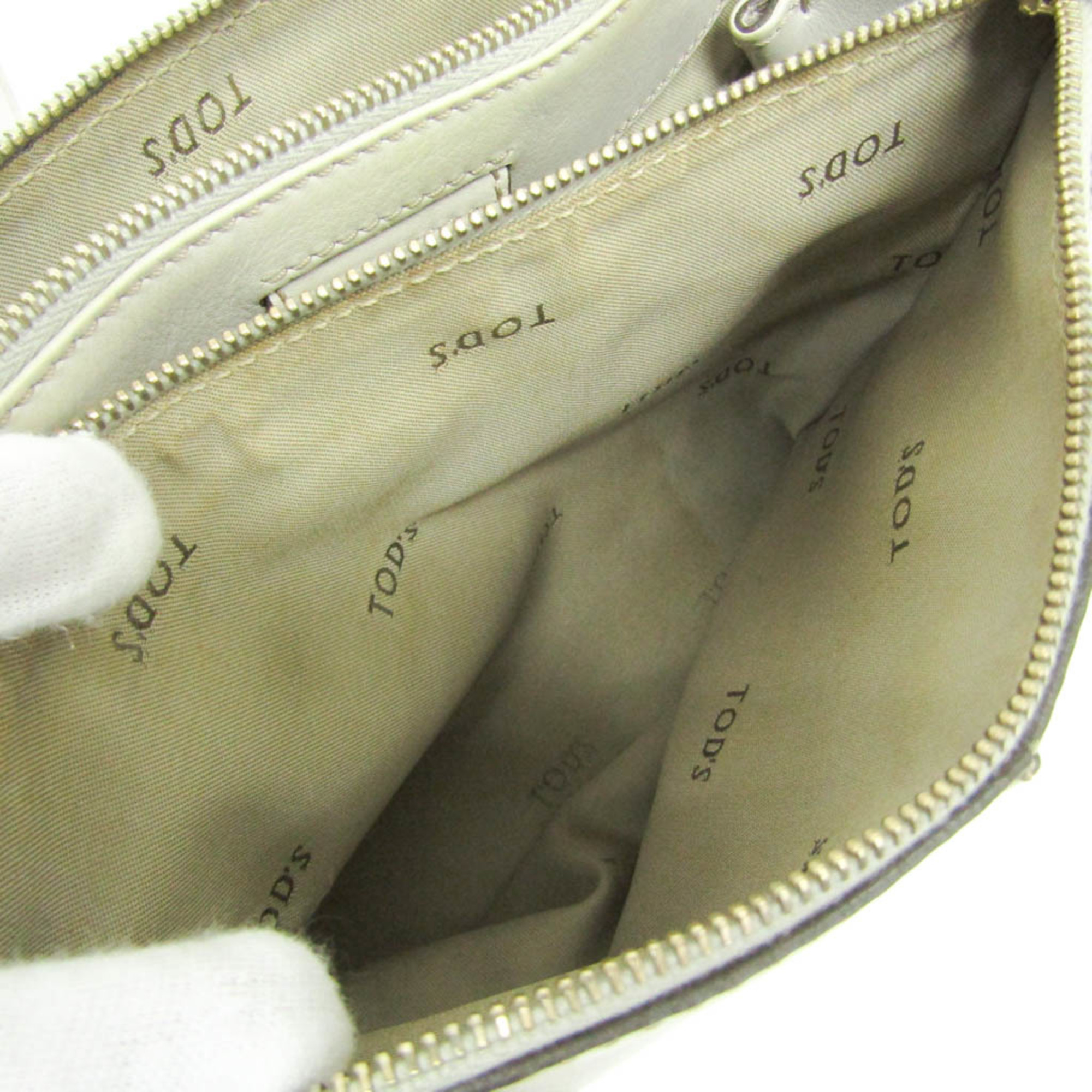 Tod's Women's Leather Handbag,Shoulder Bag Light Gray