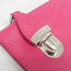 Prada Gather Women's Saffiano Lux Clutch Bag Fuxia