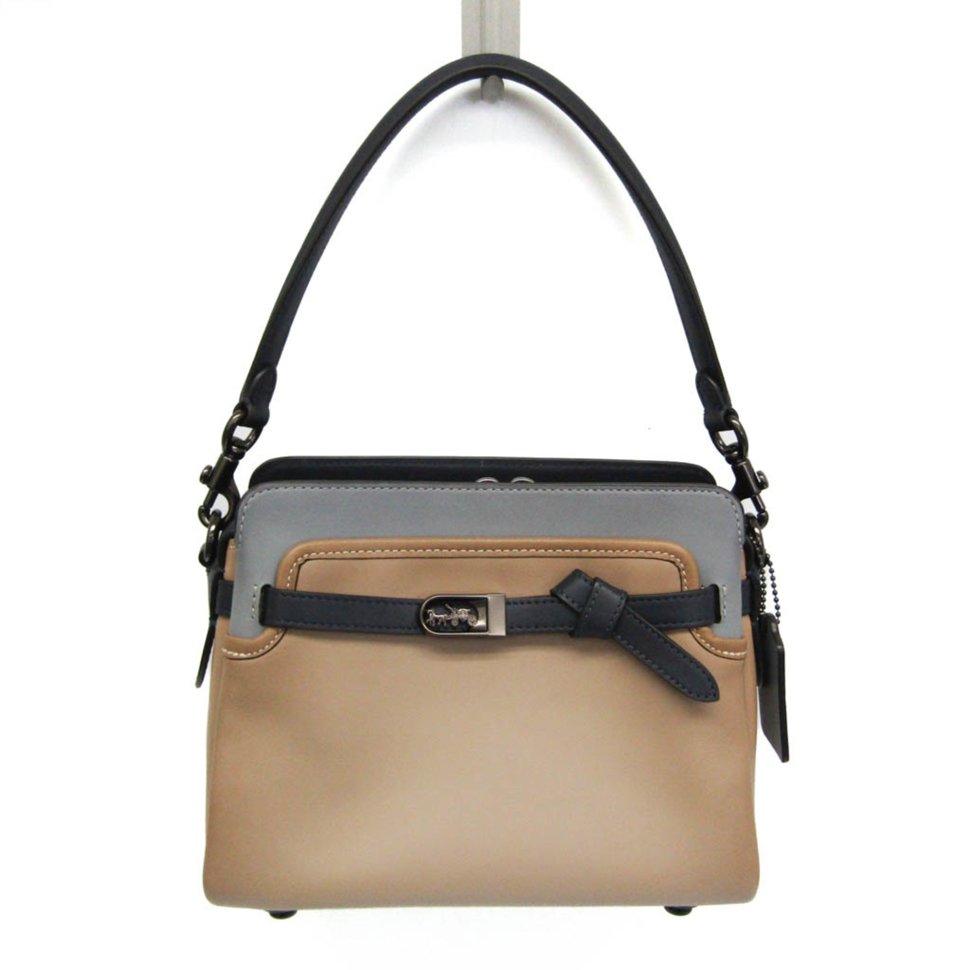 Coach Tate Carryall In Colorblock C2586 Women's Leather Handbag,Shoulder Bag Beige,Gray,Navy