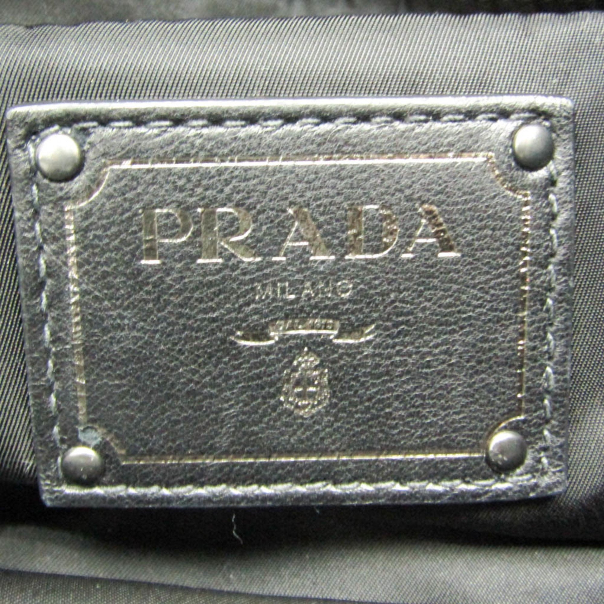 Prada B1959V Women's Tessuto,Nappa Leather Handbag,Shoulder Bag Black,Gray