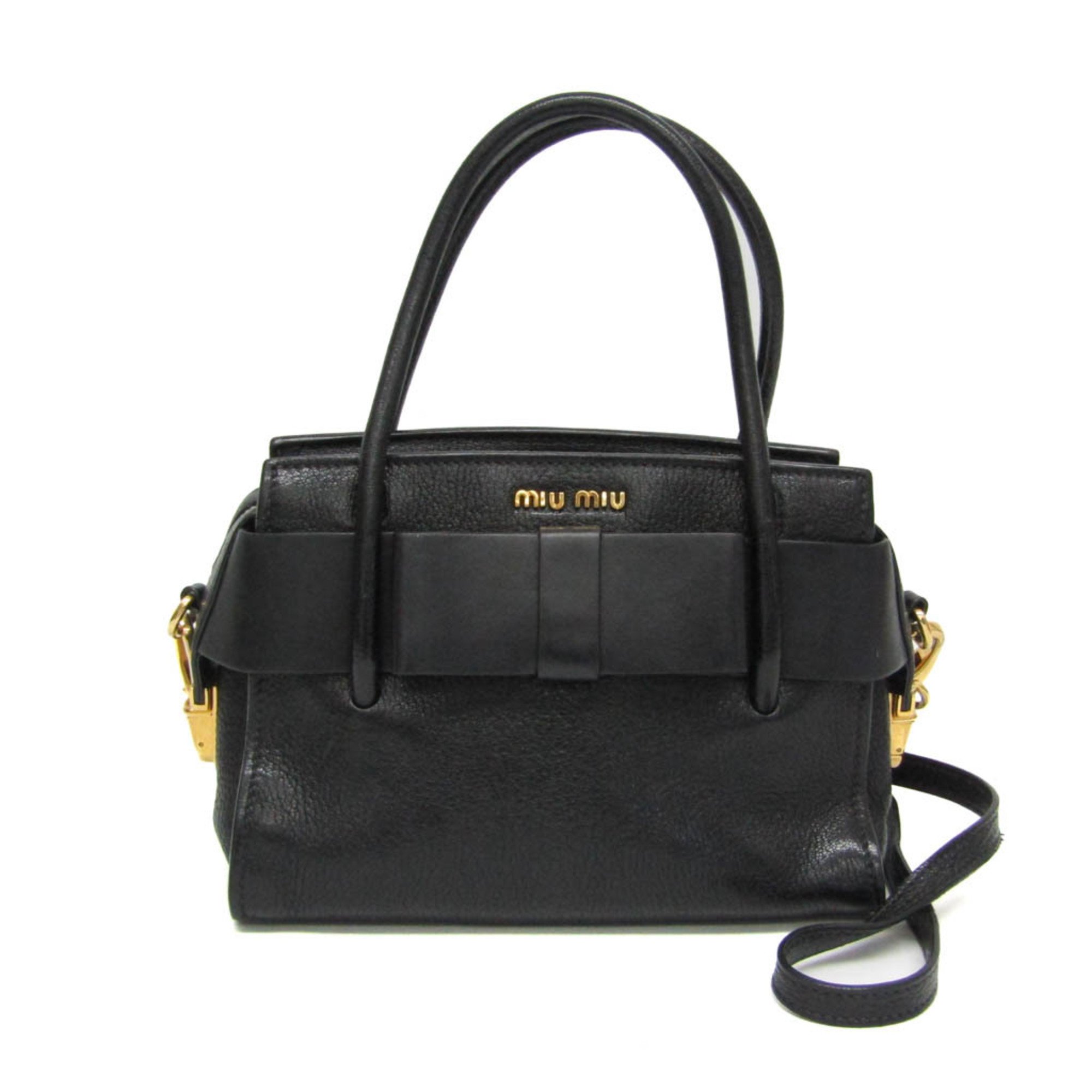 Miu Miu MADRAS FIOCC 5BA059 Women's Leather Handbag,Shoulder Bag Black