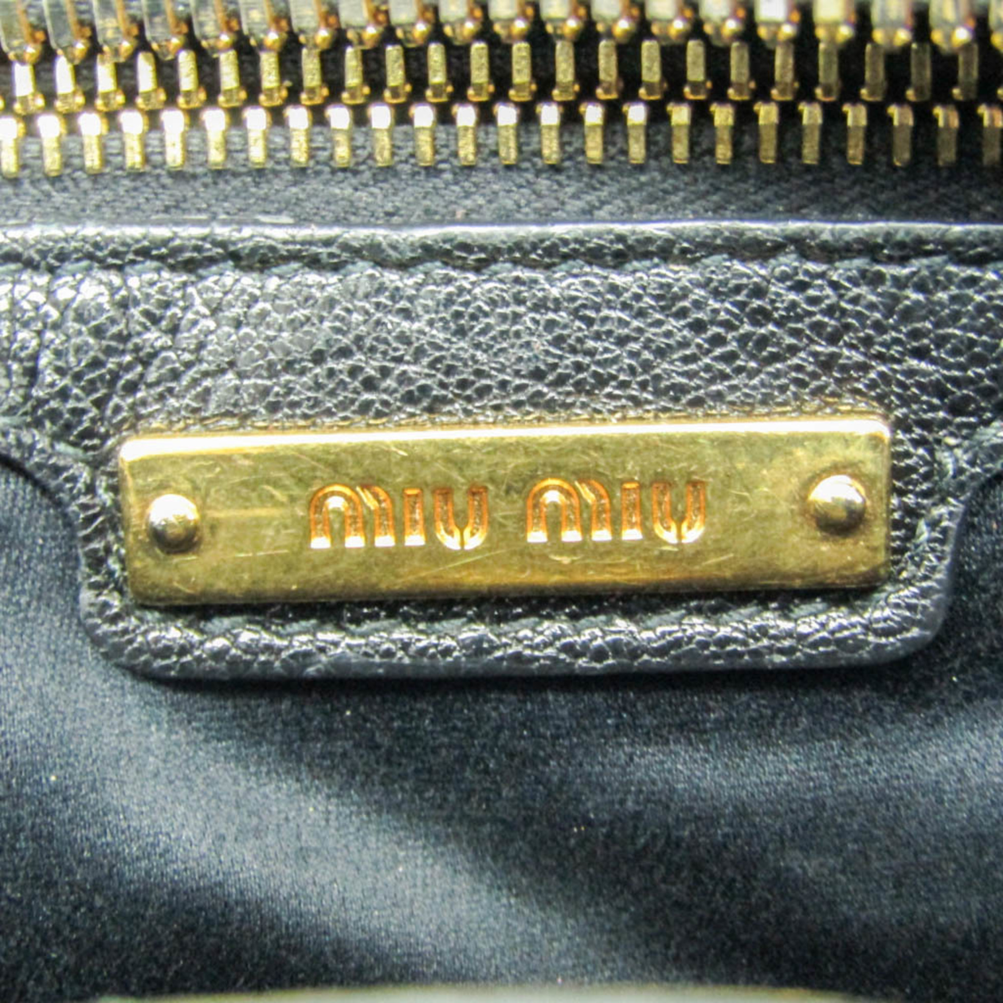 Miu Miu MADRAS FIOCC 5BA059 Women's Leather Handbag,Shoulder Bag Black