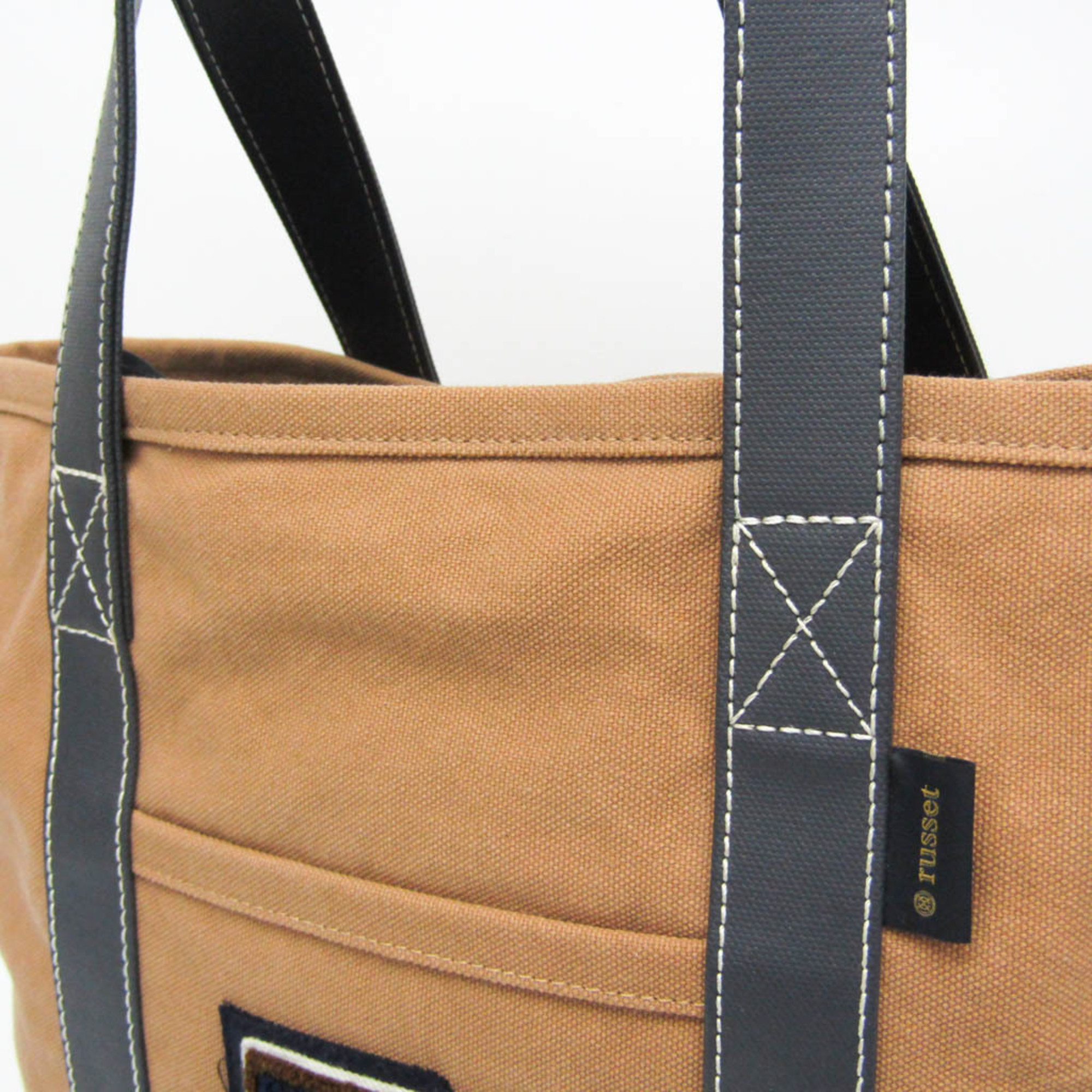 Russet R Mark Men,Women Canvas,PVC Tote Bag Black,Brown