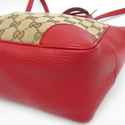 Gucci GG Canvas 449241 Women's Leather,Canvas Handbag,Shoulder Bag Beige,Dark Brown,Red Color