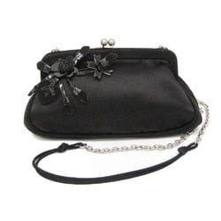 Prada KISSLOCK CHAIN CLUTCH BAG BT0383 Women's Satin,Suede Shoulder Bag Black