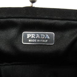 Prada KISSLOCK CHAIN CLUTCH BAG BT0383 Women's Satin,Suede Shoulder Bag Black