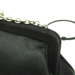 Prada KISSLOCK CHAIN CLUTCH BAG BT0383 Women's Satin,Suede Shoulder Bag Black