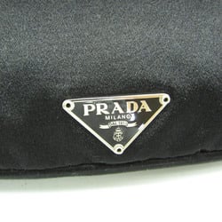 Prada KISSLOCK CHAIN CLUTCH BAG BT0383 Women's Satin,Suede Shoulder Bag Black