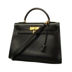 Hermes handbag Kelly 32 〇A stamp box calf black ladies