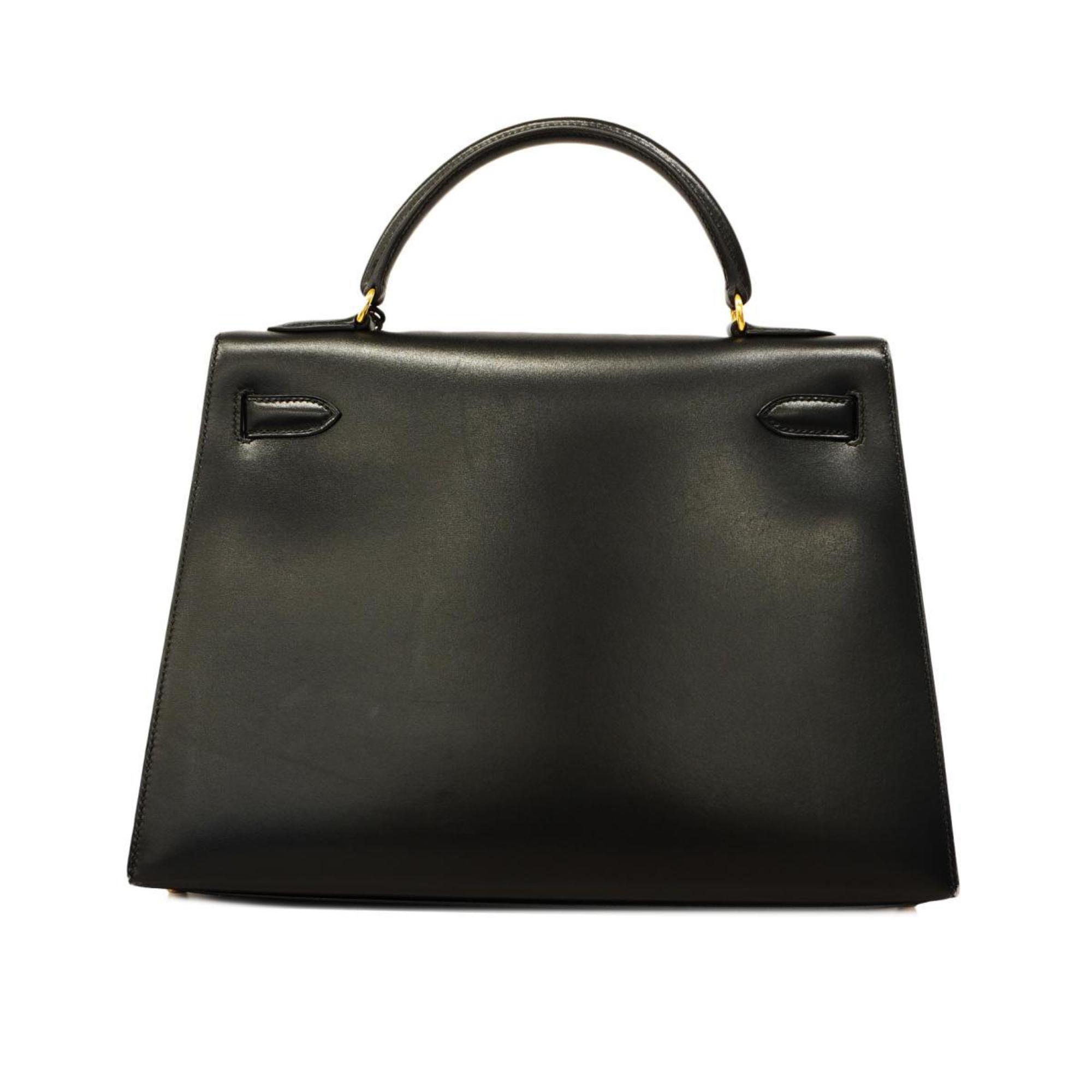 Hermes handbag Kelly 32 〇A stamp box calf black ladies