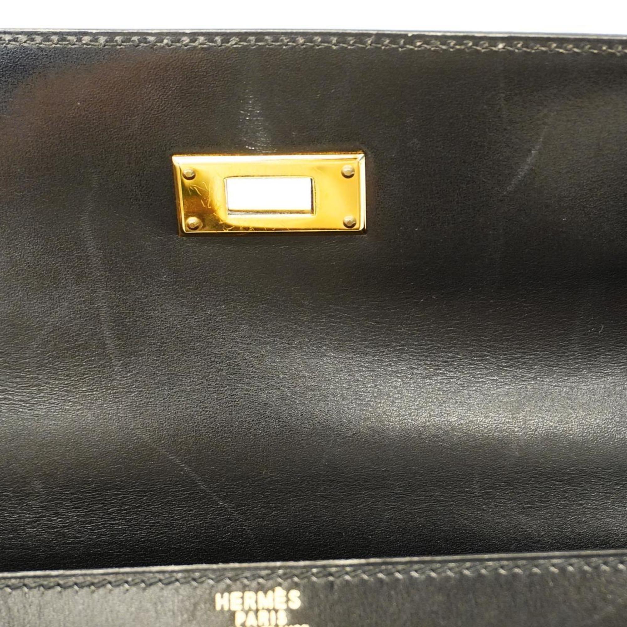 Hermes handbag Kelly 32 〇A stamp box calf black ladies