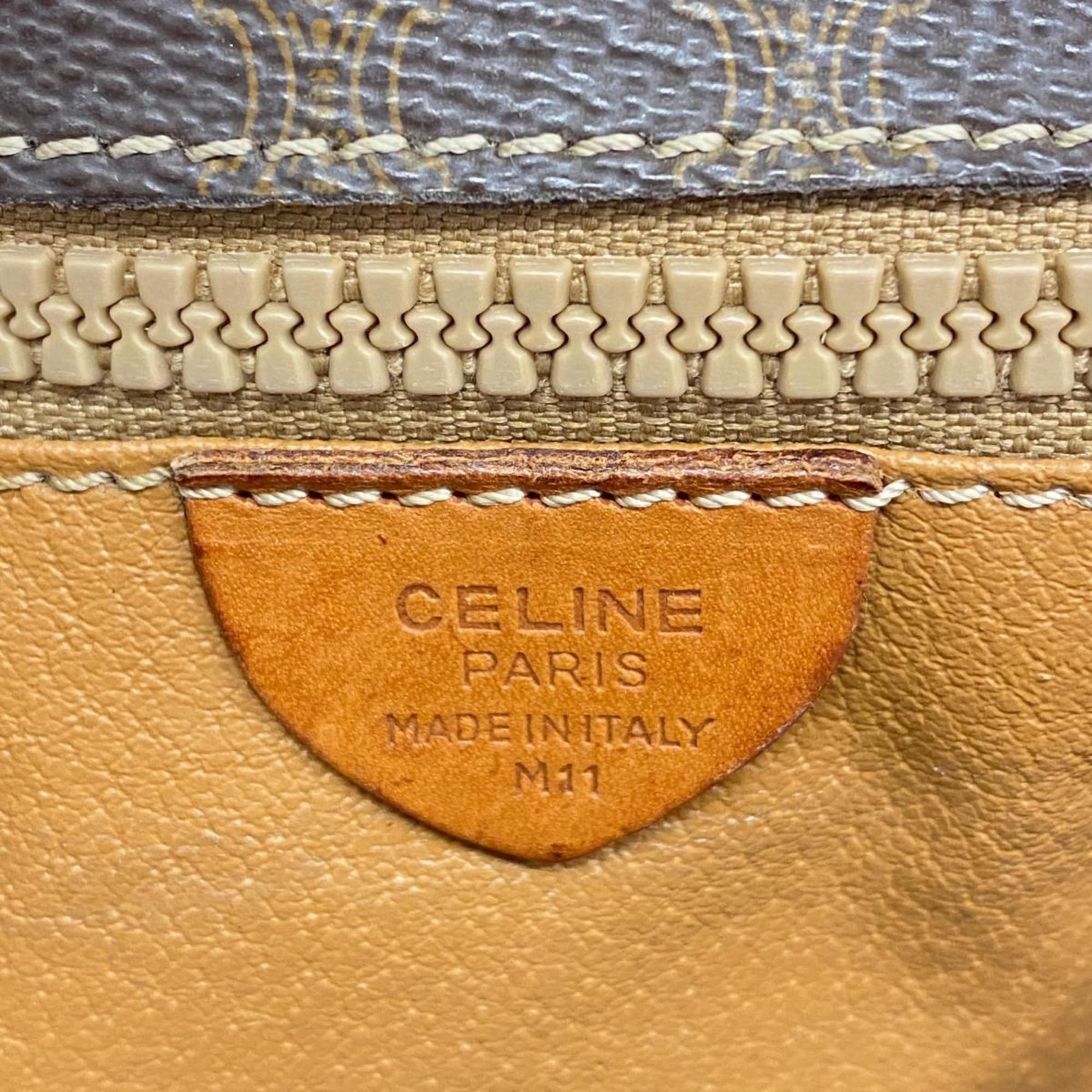 Celine Shoulder Bag Macadam Leather Brown Women's