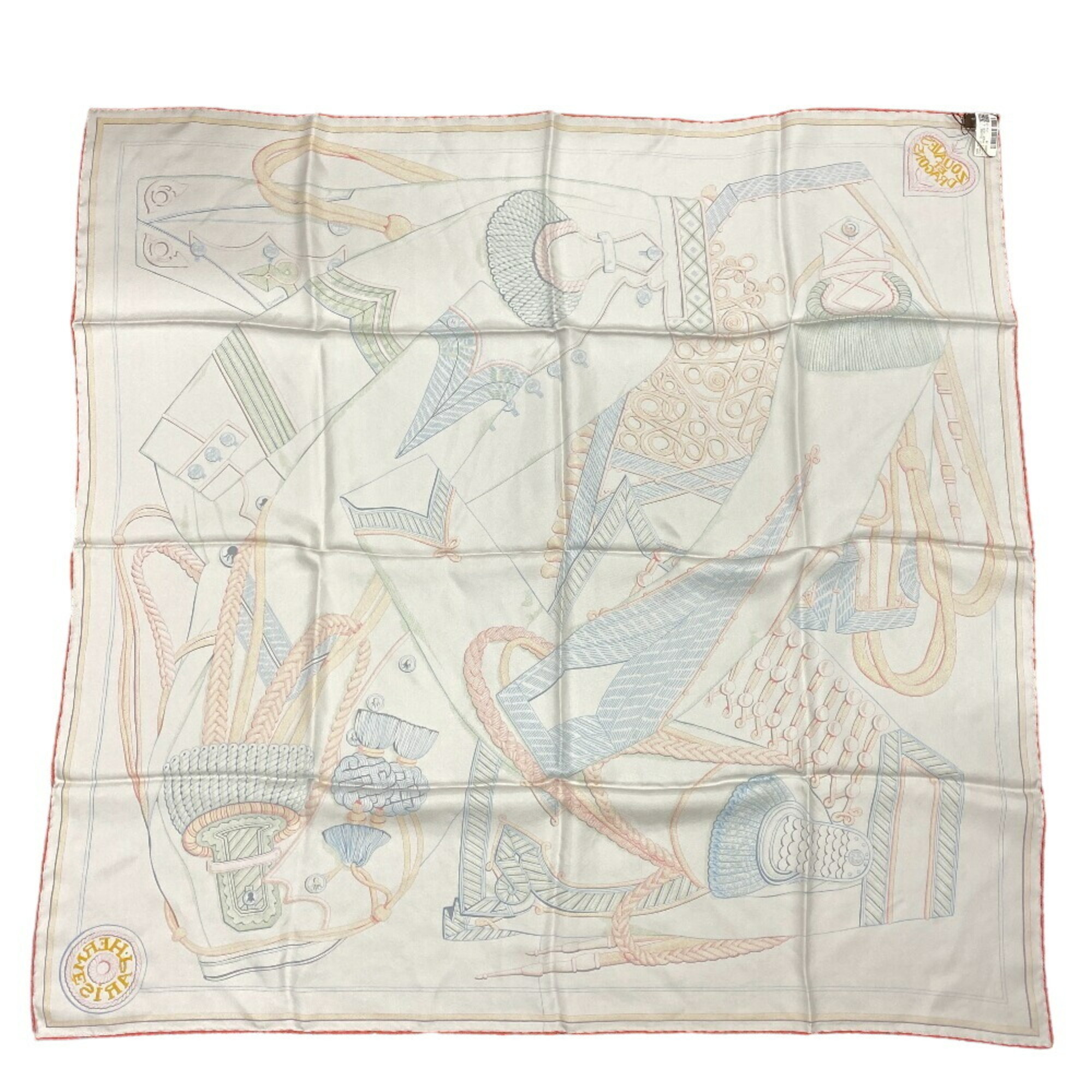 HERMES Hermes Carrewash Zouaves et Dragons Scarf Muffler Grey Women's