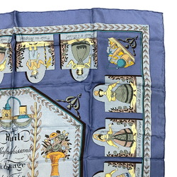 HERMES Hermes Carre 90 Huile Scarf Muffler Blue Unisex