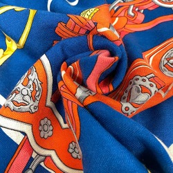 HERMES Hermes Triangle Geant Brides et Destin Scarf Muffler Blue Women's