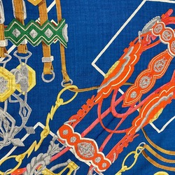 HERMES Hermes Triangle Geant Brides et Destin Scarf Muffler Blue Women's