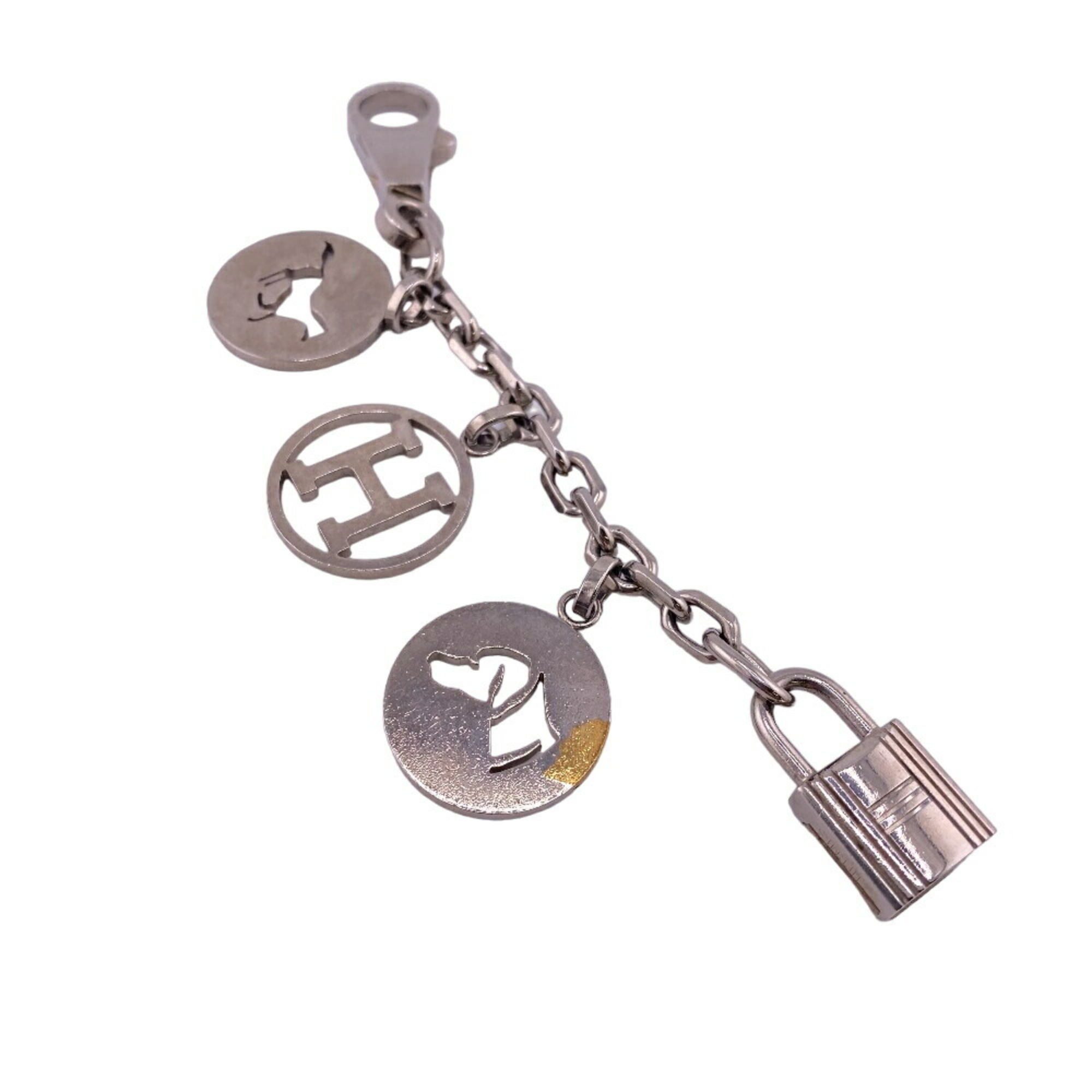 HERMES Amulet 4 Keychain Charm Silver Unisex