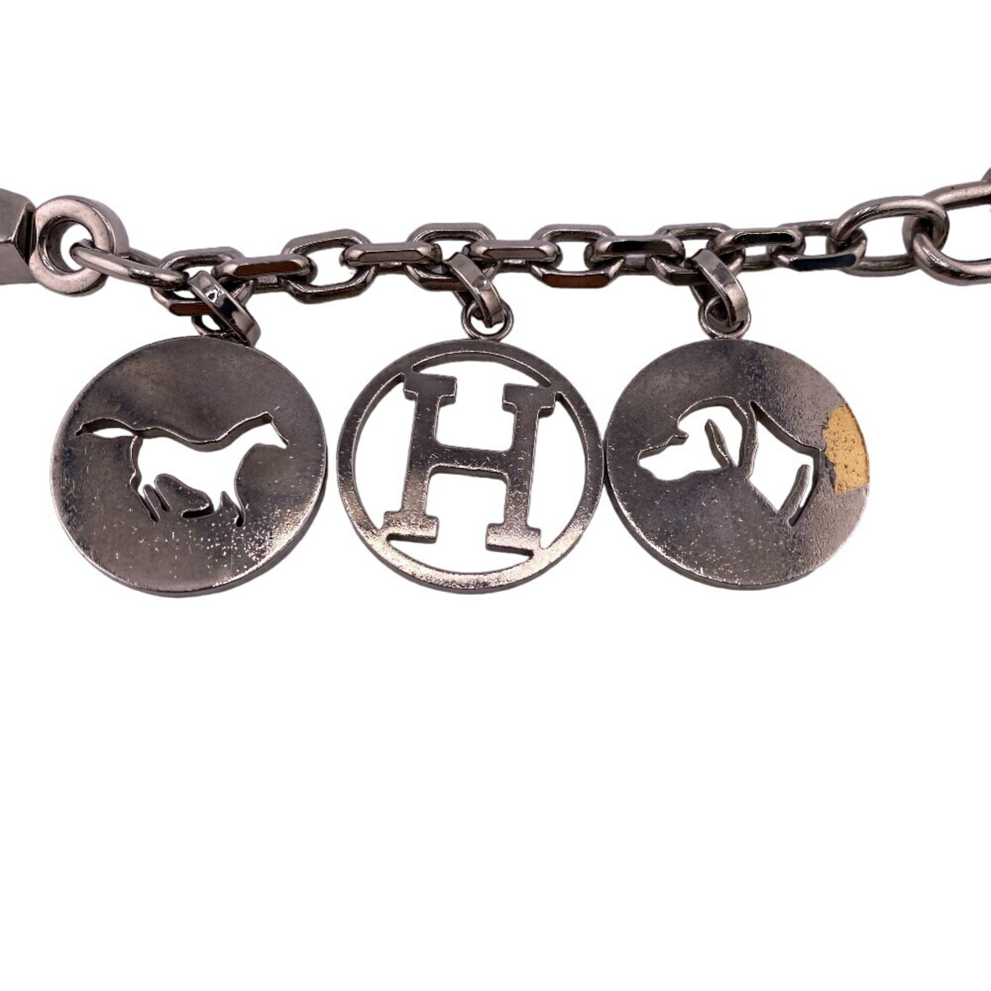 HERMES Amulet 4 Keychain Charm Silver Unisex