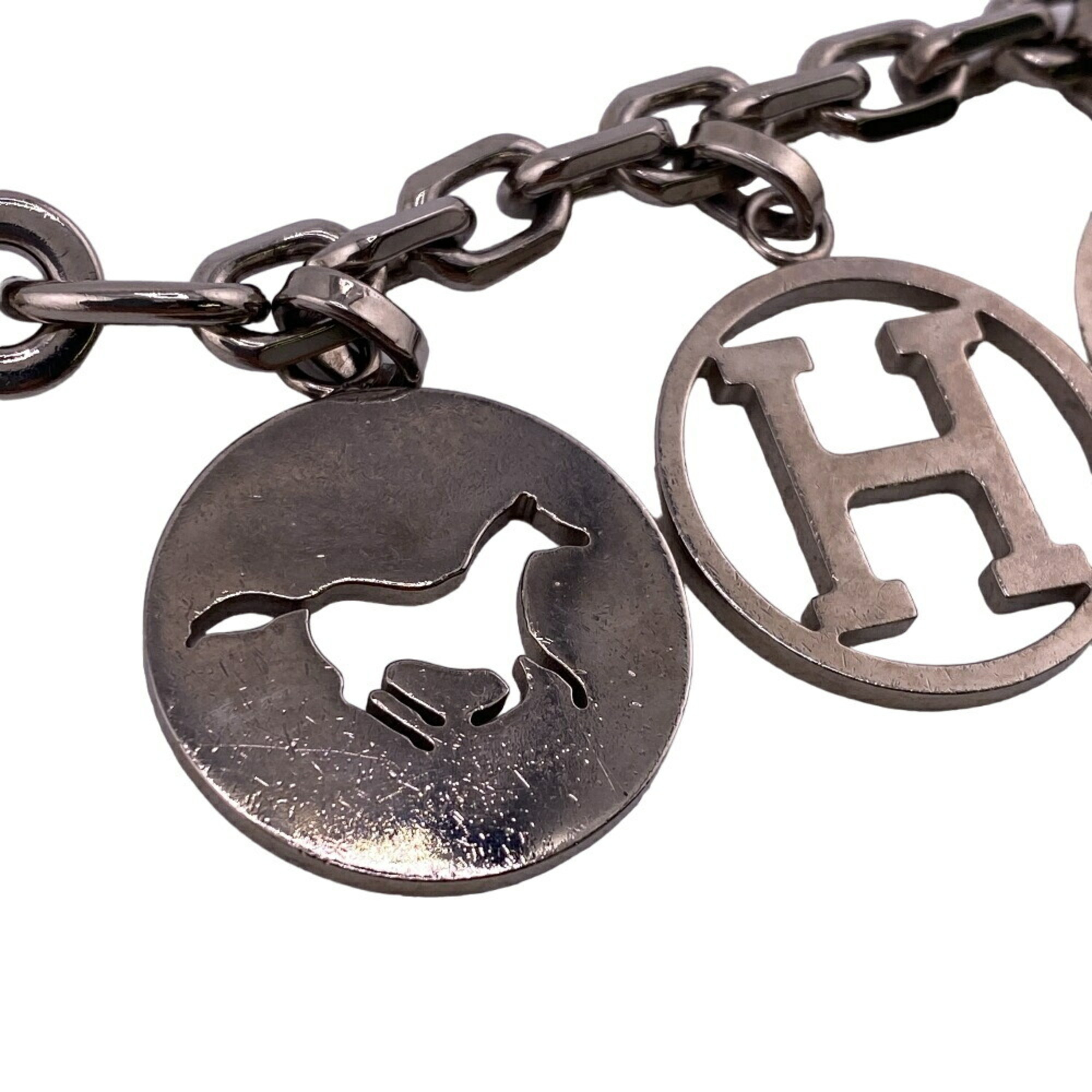 HERMES Amulet 4 Keychain Charm Silver Unisex