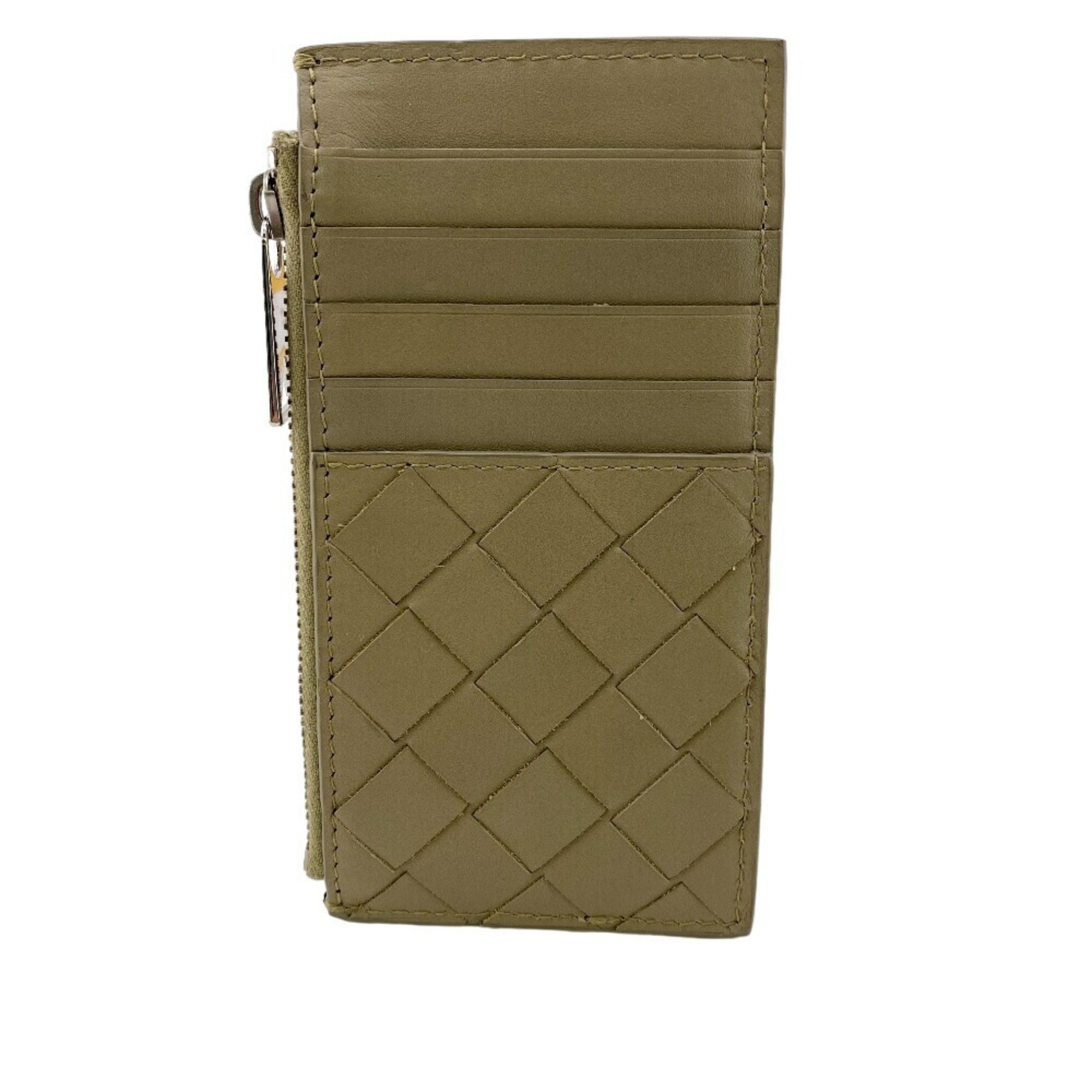 BOTTEGAVENETA Bottega Veneta Maxi Intrecciato Card Case Fragment Coin Beige Unisex