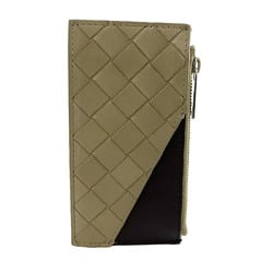 BOTTEGAVENETA Bottega Veneta Maxi Intrecciato Card Case Fragment Coin Beige Unisex