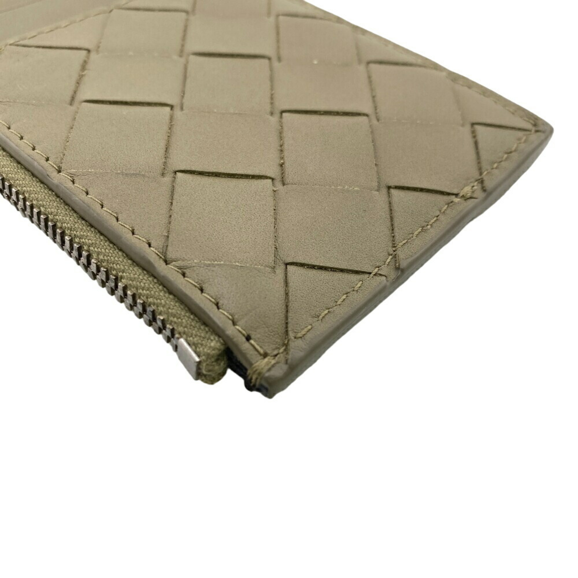 BOTTEGAVENETA Bottega Veneta Maxi Intrecciato Card Case Fragment Coin Beige Unisex