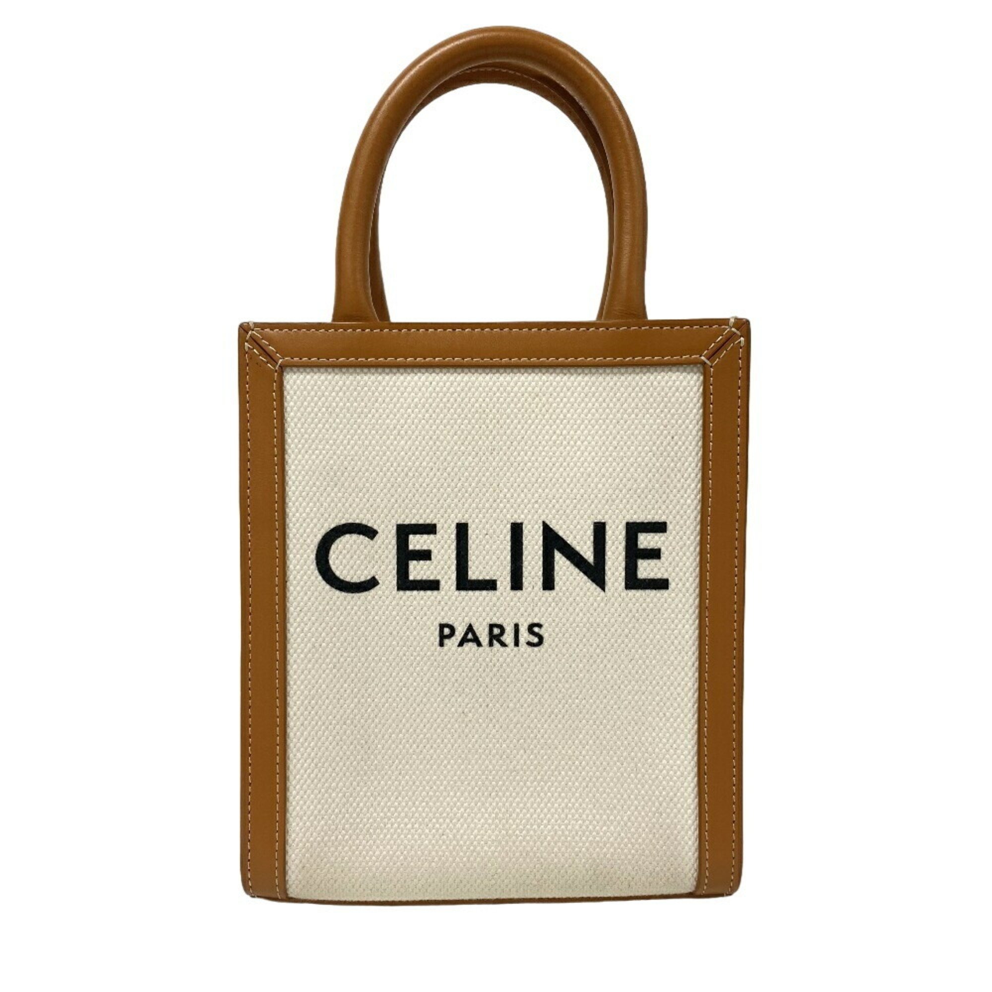 CELINE Celine Vertical 2way Handbag Shoulder Bag Beige Women's