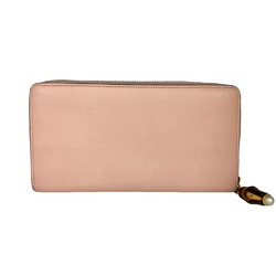 GUCCI 453158 Bamboo Nimfair Round Long Wallet Pink Women's