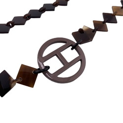 HERMES Diva Long Necklace Lacquer Wood Brown Women's