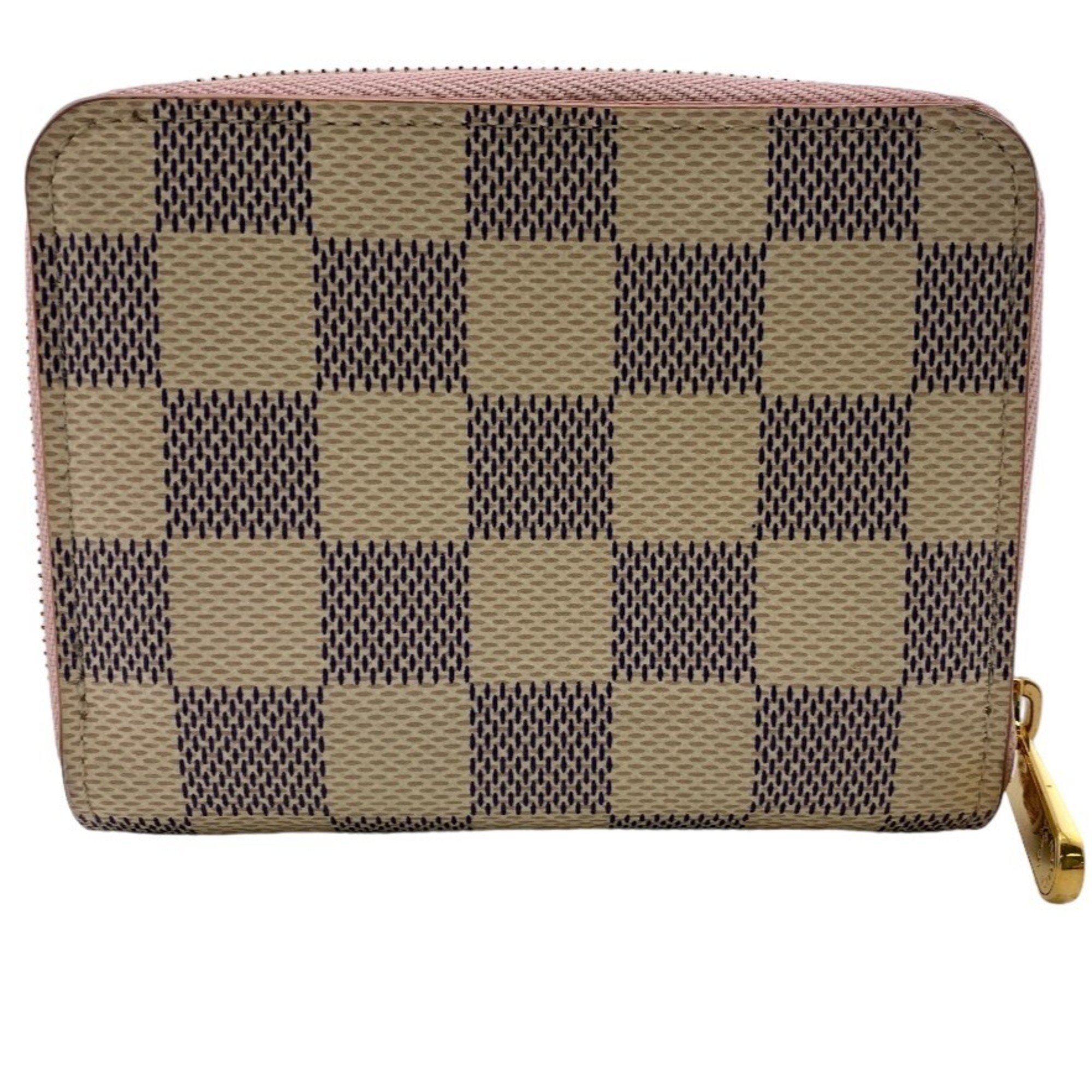 LOUIS VUITTON N60229 Zippy Coin Purse Damier Azur Case Pink Women's