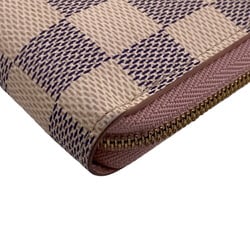 LOUIS VUITTON N60229 Zippy Coin Purse Damier Azur Case Pink Women's