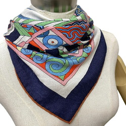 HERMES Hermes Carre Gean Harnais en Rosace Harness Rose Window Scarf Muffler Navy Unisex