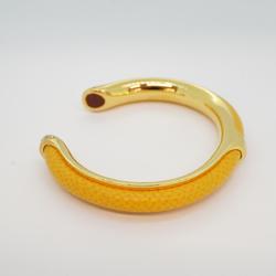 Hermes Bangle GP Plated Leather Gold Yellow Men Women