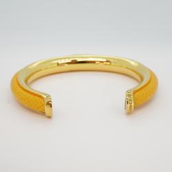 Hermes Bangle GP Plated Leather Gold Yellow Men Women