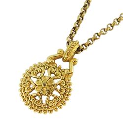 Christian Dior Necklace Circle Flower Motif GP Plated Gold Women's