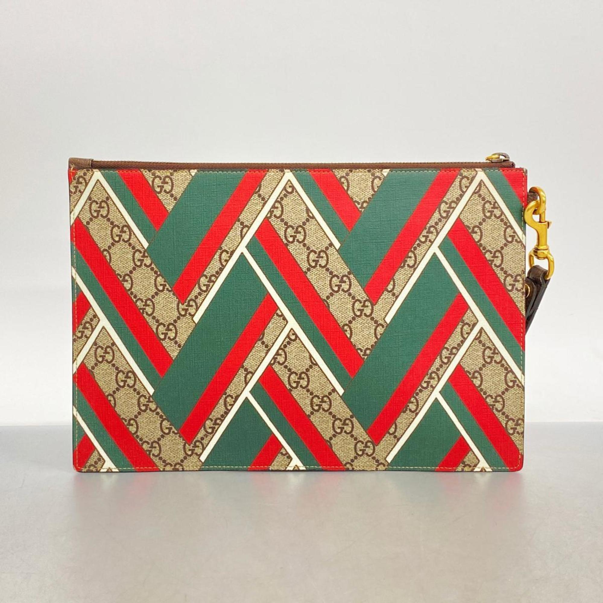 Gucci Clutch Bag GG Chevron 429225 Leather Beige Men's Women's