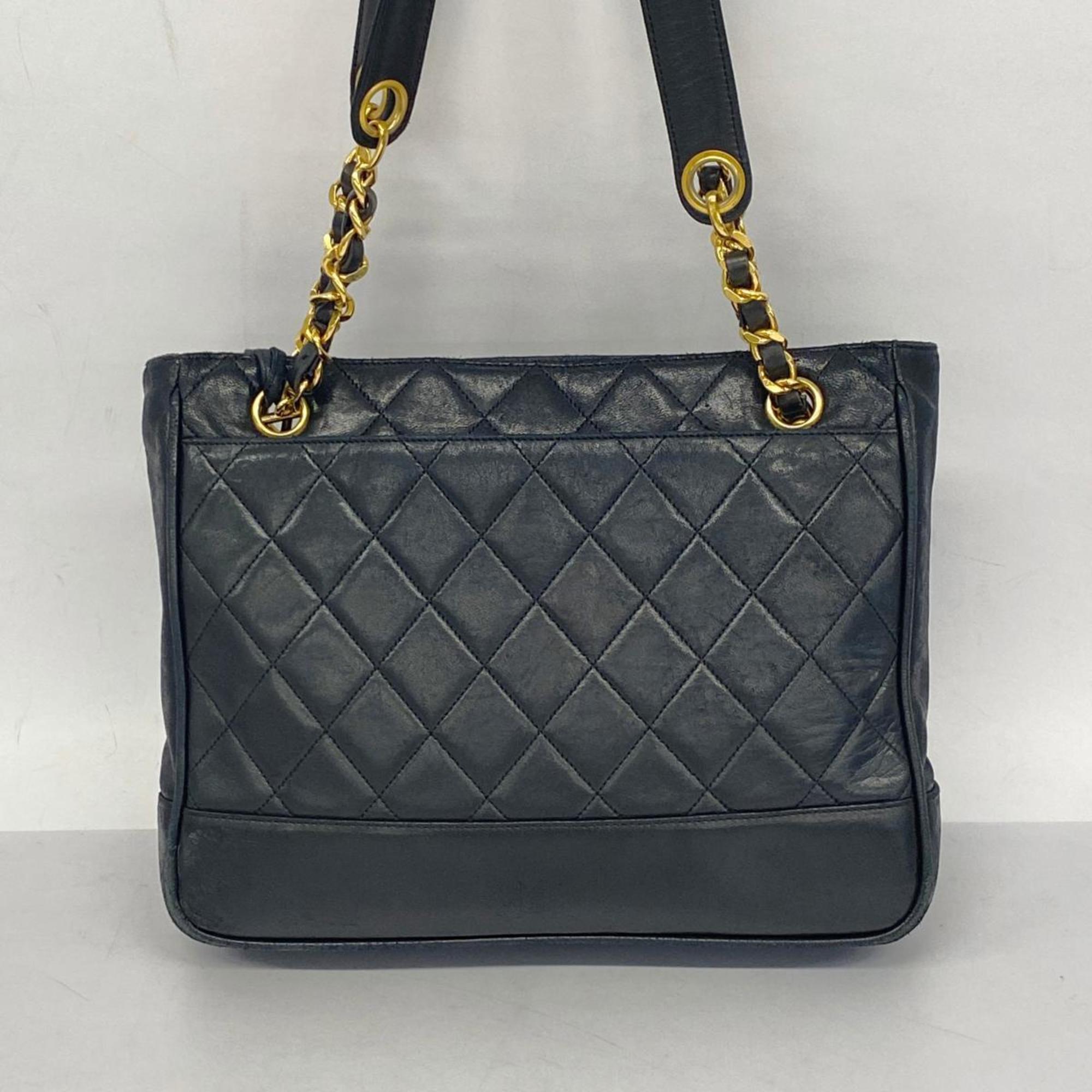 Chanel Shoulder Bag Matelasse Chain Lambskin Black Women's