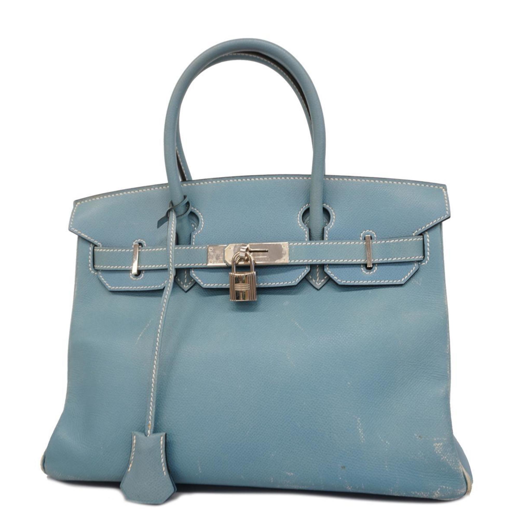 Hermes handbag Birkin 30 J stamped Epsom leather blue jean for women