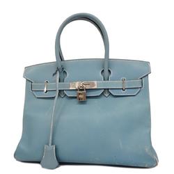 Hermes handbag Birkin 30 J stamped Epsom leather blue jean for women