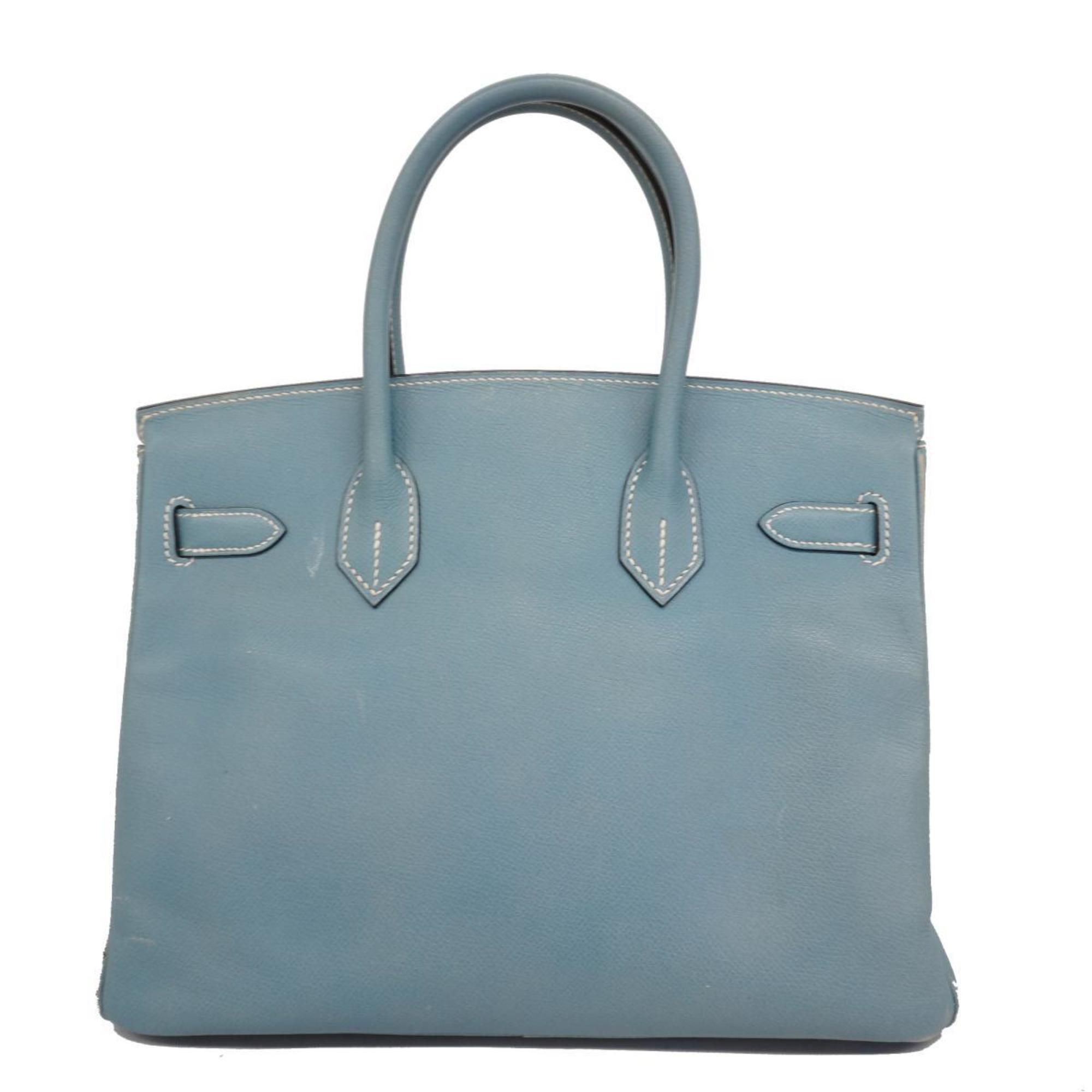 Hermes handbag Birkin 30 J stamped Epsom leather blue jean for women